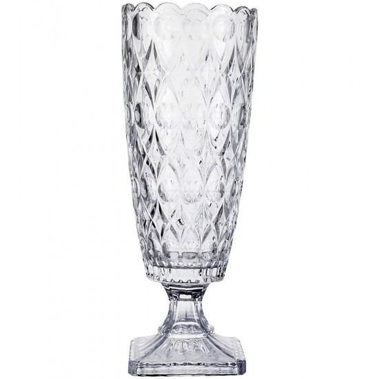 Vaso 39cm Altura Por 14cm Diâmetro Angelica Em Cristal Ecológico Com Pé